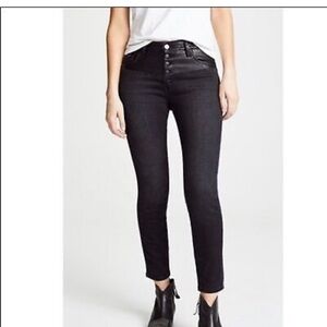 Current Elliott  The Fused High Waist Stiletto Jeans Faux-Leather Trim